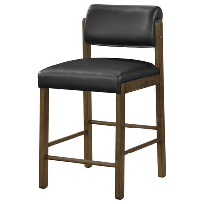 Kehoe Black Upholstered Counter Height Chair with Walnut Frame Set of 2