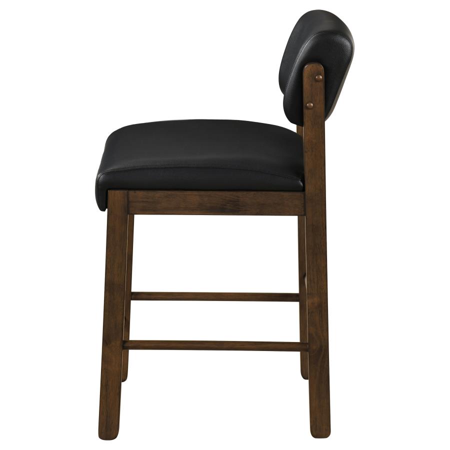 Kehoe Black Upholstered Counter Height Chair with Walnut Frame Set of 2