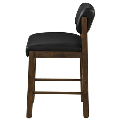 Kehoe Black Upholstered Counter Height Chair with Walnut Frame Set of 2