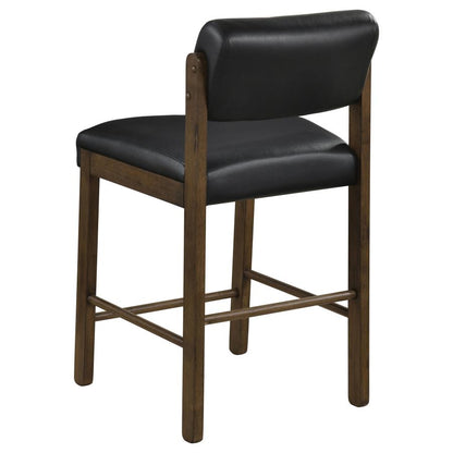 Kehoe Black Upholstered Counter Height Chair with Walnut Frame Set of 2