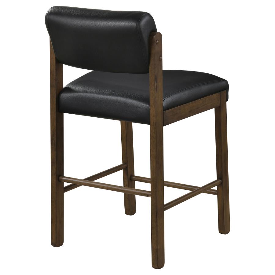 Kehoe Black Upholstered Counter Height Chair with Walnut Frame Set of 2