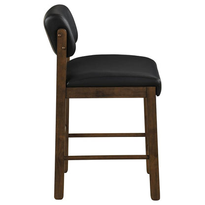 Kehoe Black Upholstered Counter Height Chair with Walnut Frame Set of 2