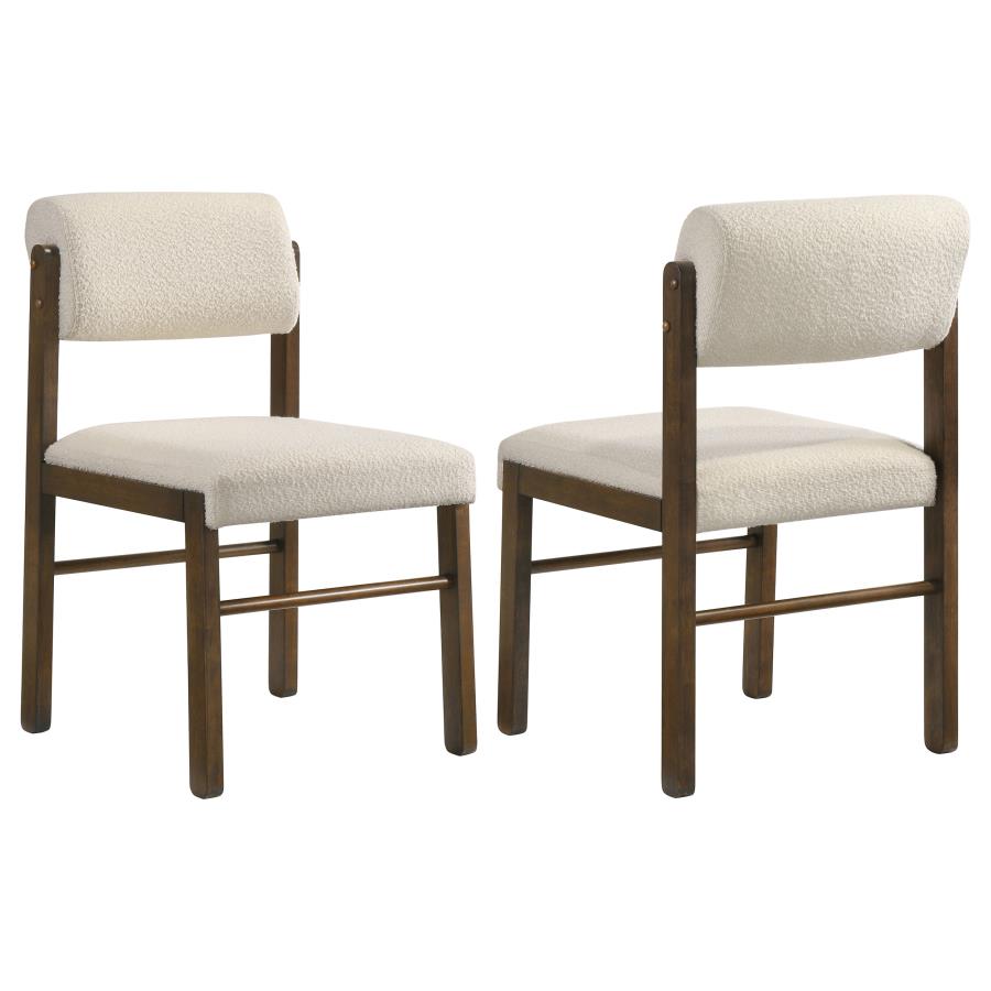 Kehoe Cream Upholstered Dining Side Chair with Walnut Frame Set of 2