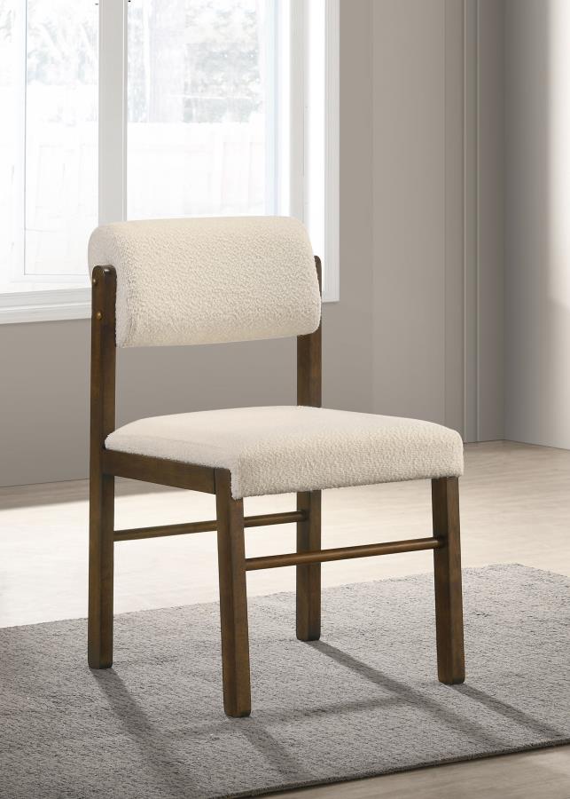 Kehoe Cream Upholstered Dining Side Chair with Walnut Frame Set of 2