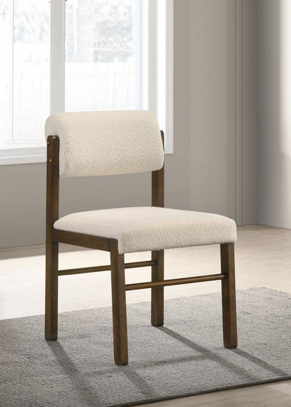Kehoe Cream Upholstered Dining Side Chair with Walnut Frame Set of 2