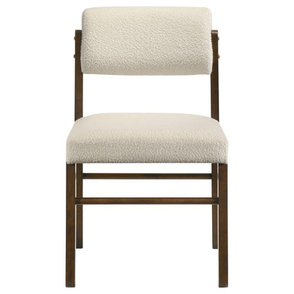 Kehoe Cream Upholstered Dining Side Chair with Walnut Frame Set of 2