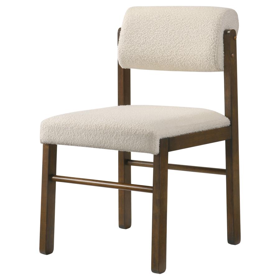 Kehoe Cream Upholstered Dining Side Chair with Walnut Frame Set of 2