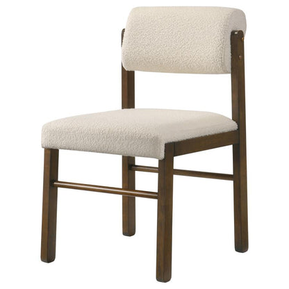 Kehoe Cream Upholstered Dining Side Chair with Walnut Frame Set of 2