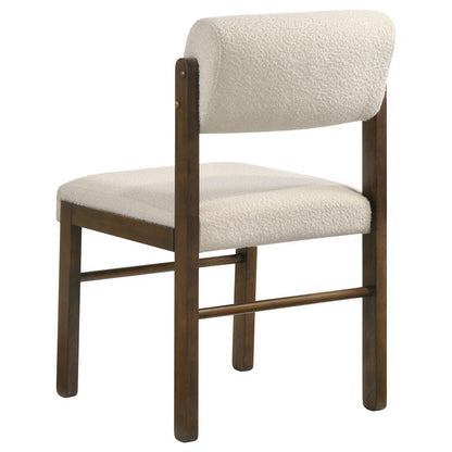 Kehoe Cream Upholstered Dining Side Chair with Walnut Frame Set of 2