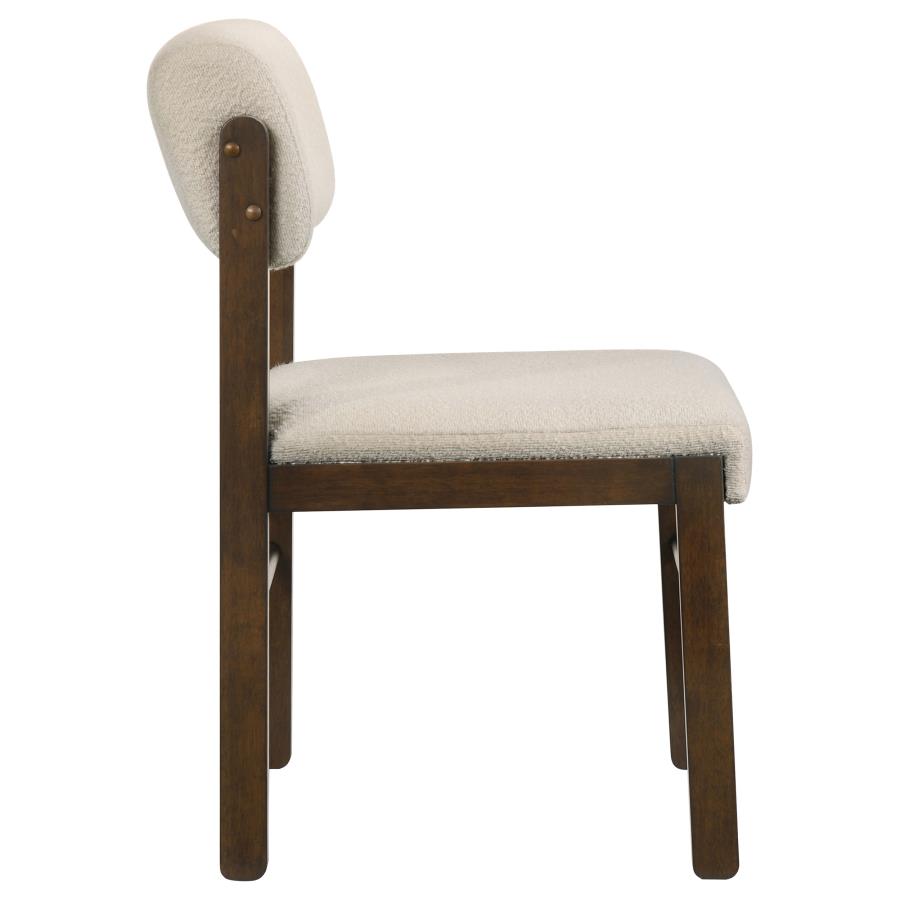 Kehoe Cream Upholstered Dining Side Chair with Walnut Frame Set of 2