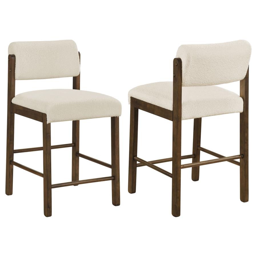 Kehoe Cream Upholstered Counter Height Chair with Walnut Frame Set of 2