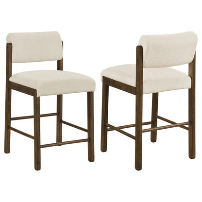 Kehoe Cream Upholstered Counter Height Chair with Walnut Frame Set of 2