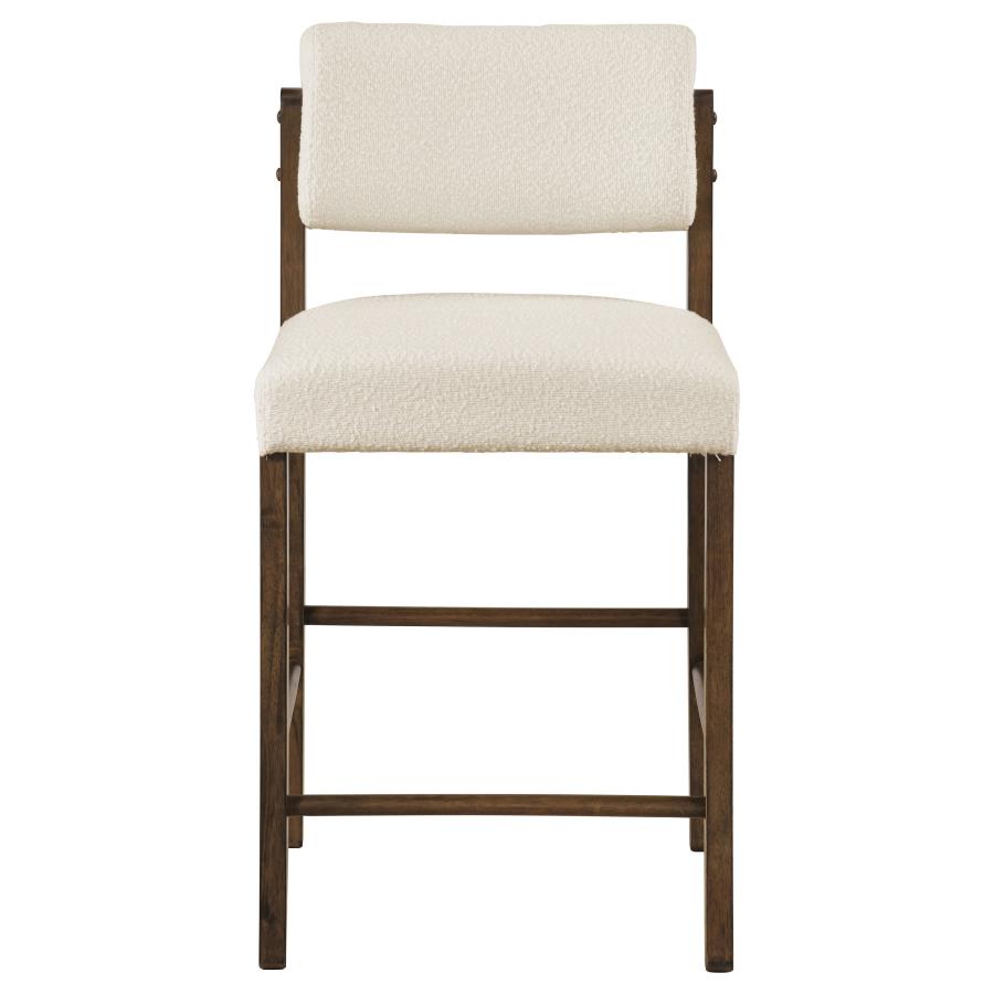 Kehoe Cream Upholstered Counter Height Chair with Walnut Frame Set of 2