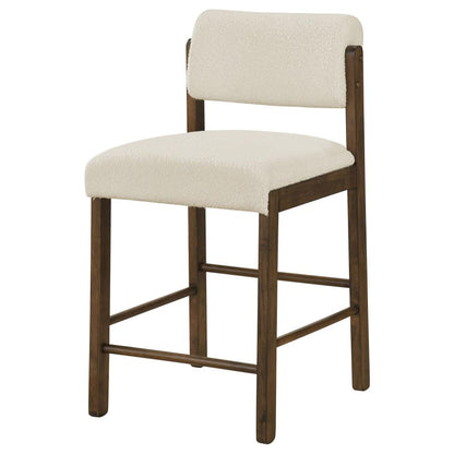 Kehoe Cream Upholstered Counter Height Chair with Walnut Frame Set of 2
