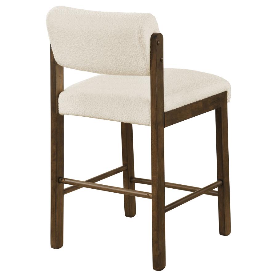 Kehoe Cream Upholstered Counter Height Chair with Walnut Frame Set of 2