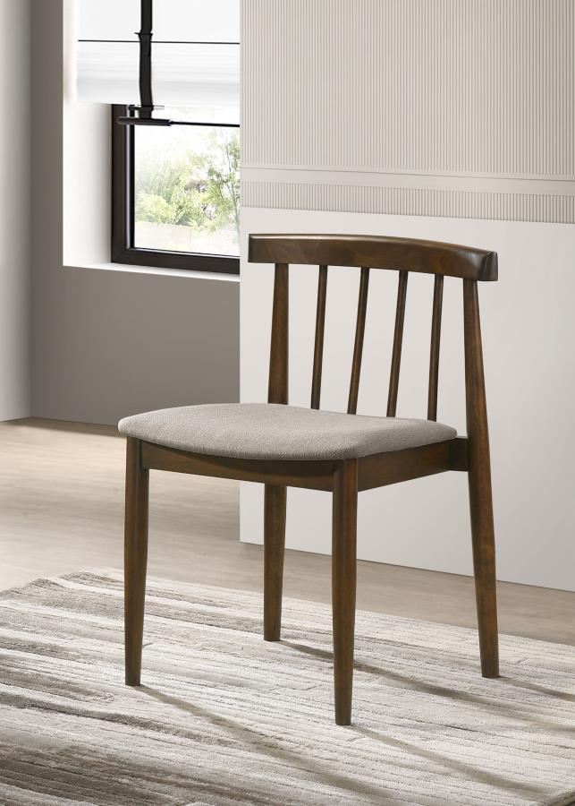 Cullen Walnut Dining Side Chair with Upholstered Seat Set of 2