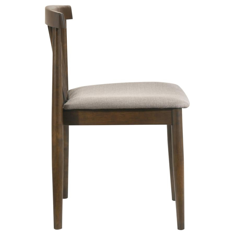Cullen Walnut Dining Side Chair with Upholstered Seat Set of 2