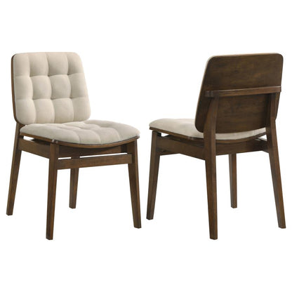 Redbridge Cream Velvet Upholstered Dining Side Chair with Walnut Frame Set of 2