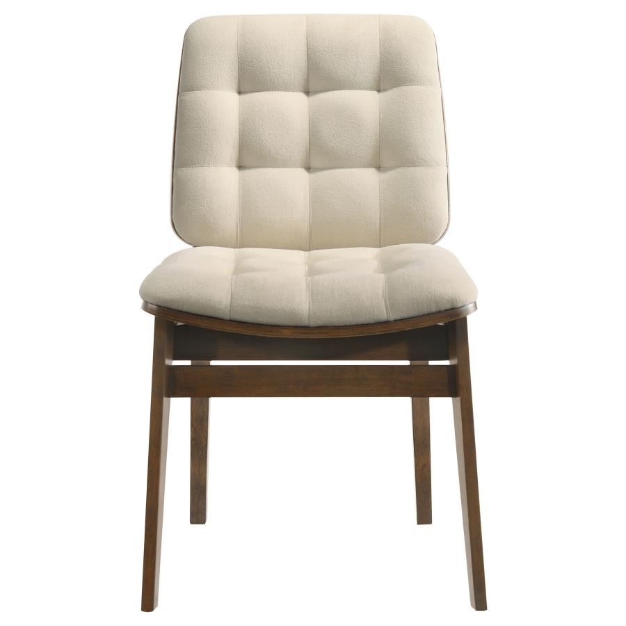 Redbridge Cream Velvet Upholstered Dining Side Chair with Walnut Frame Set of 2