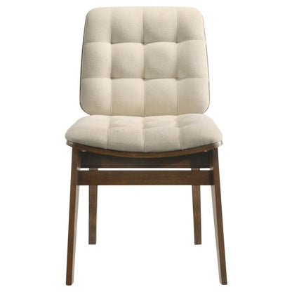 Redbridge Cream Velvet Upholstered Dining Side Chair with Walnut Frame Set of 2