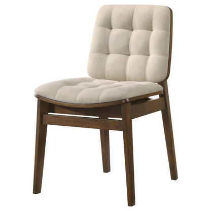 Redbridge Cream Velvet Upholstered Dining Side Chair with Walnut Frame Set of 2