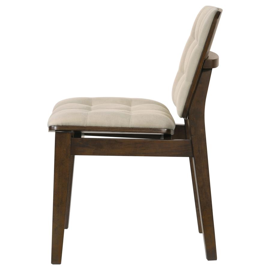 Redbridge Cream Velvet Upholstered Dining Side Chair with Walnut Frame Set of 2