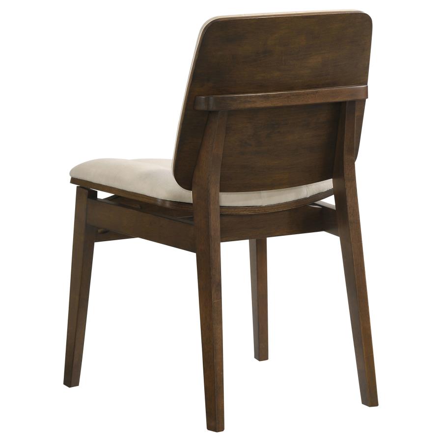 Redbridge Cream Velvet Upholstered Dining Side Chair with Walnut Frame Set of 2