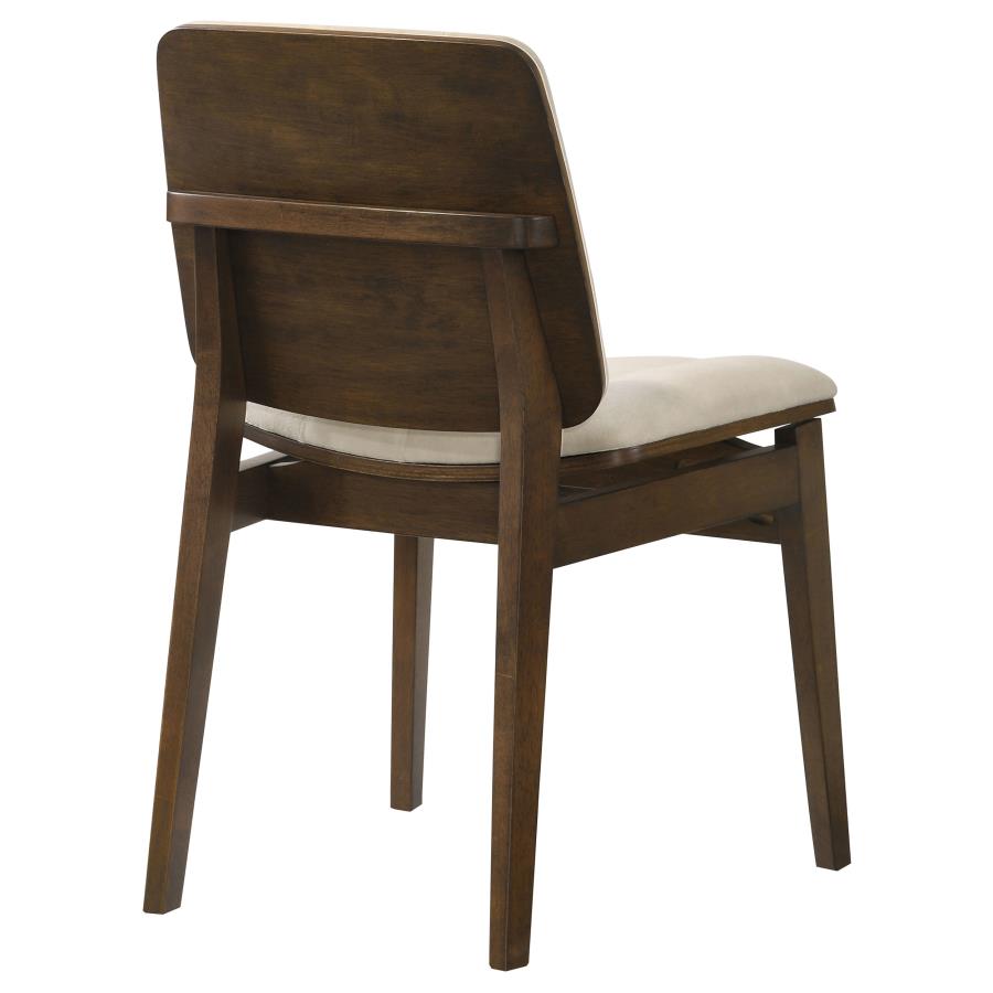 Redbridge Cream Velvet Upholstered Dining Side Chair with Walnut Frame Set of 2