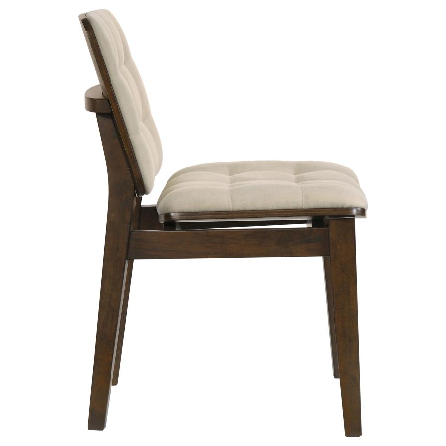 Redbridge Cream Velvet Upholstered Dining Side Chair with Walnut Frame Set of 2