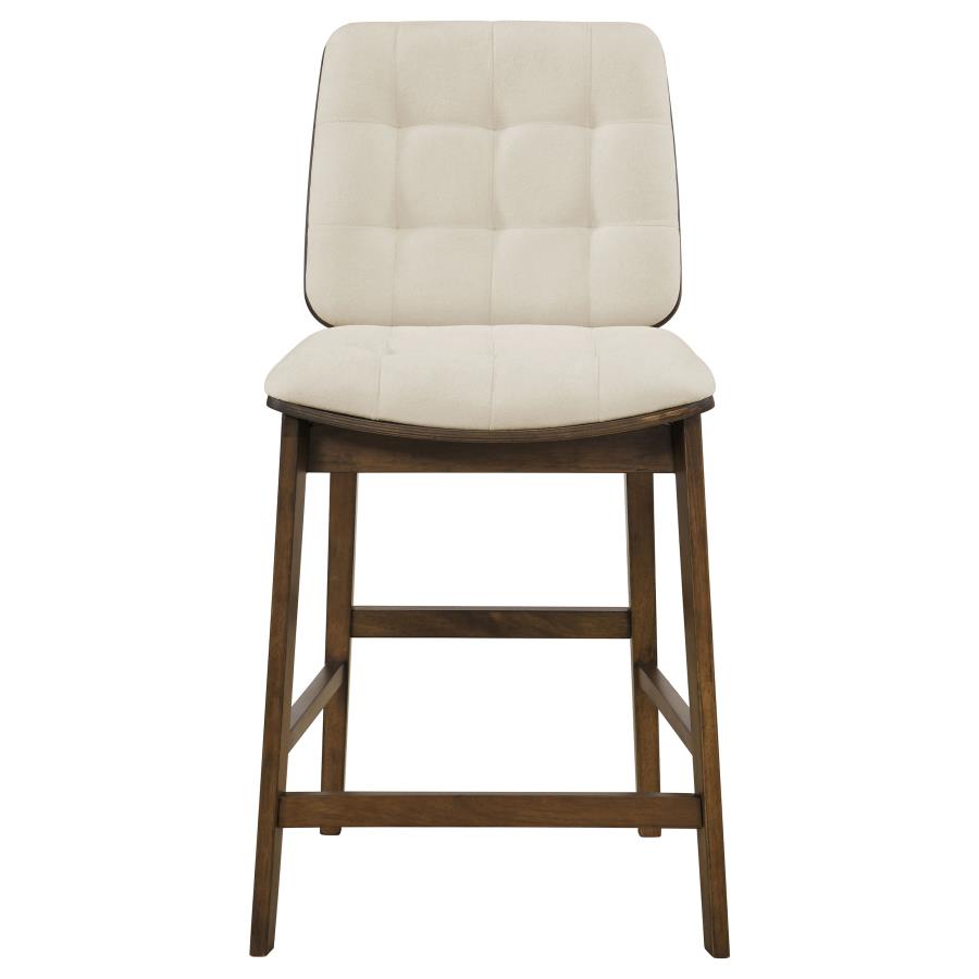 Redbridge Cream Velvet Upholstered Counter Height Chair with Walnut Frame Set of 2