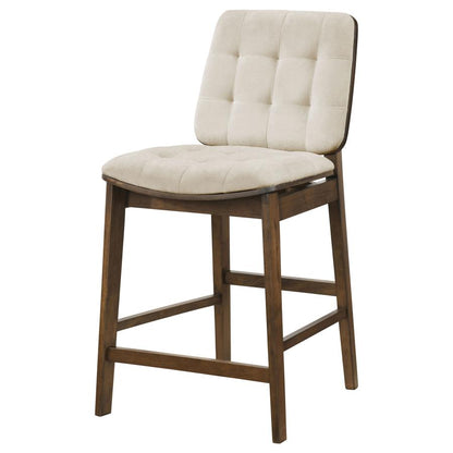 Redbridge Cream Velvet Upholstered Counter Height Chair with Walnut Frame Set of 2