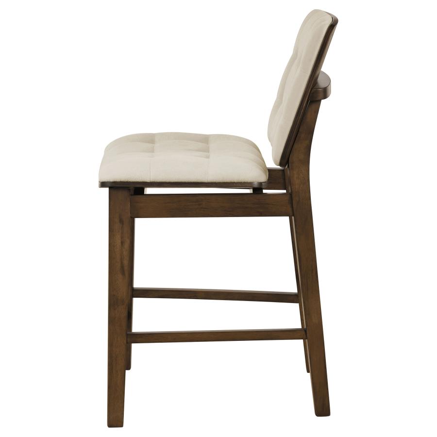 Redbridge Cream Velvet Upholstered Counter Height Chair with Walnut Frame Set of 2