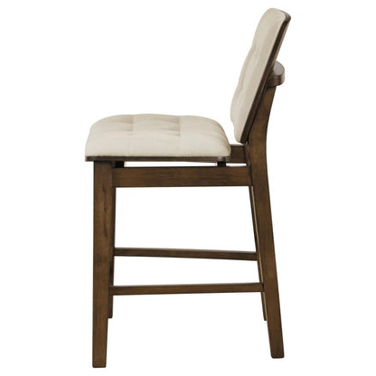 Redbridge Cream Velvet Upholstered Counter Height Chair with Walnut Frame Set of 2