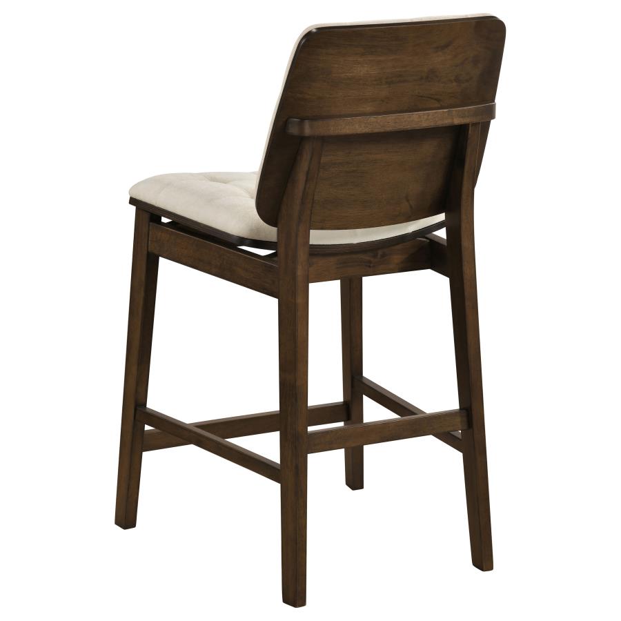 Redbridge Cream Velvet Upholstered Counter Height Chair with Walnut Frame Set of 2