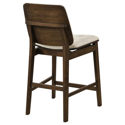 Redbridge Cream Velvet Upholstered Counter Height Chair with Walnut Frame Set of 2