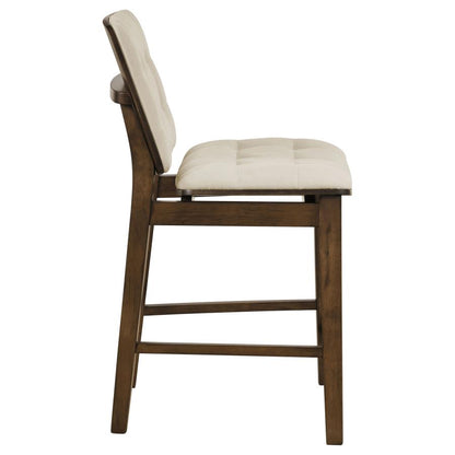 Redbridge Cream Velvet Upholstered Counter Height Chair with Walnut Frame Set of 2