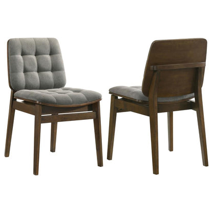 Redbridge Grey Velvet Upholstered Dining Side Chair with Walnut Frame Set of 2