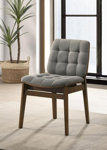 Redbridge Grey Velvet Upholstered Dining Side Chair with Walnut Frame Set of 2