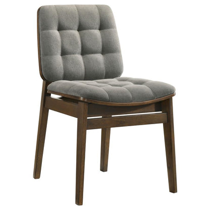Redbridge Grey Velvet Upholstered Dining Side Chair with Walnut Frame Set of 2