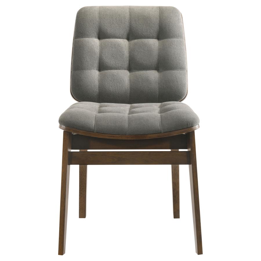 Redbridge Grey Velvet Upholstered Dining Side Chair with Walnut Frame Set of 2