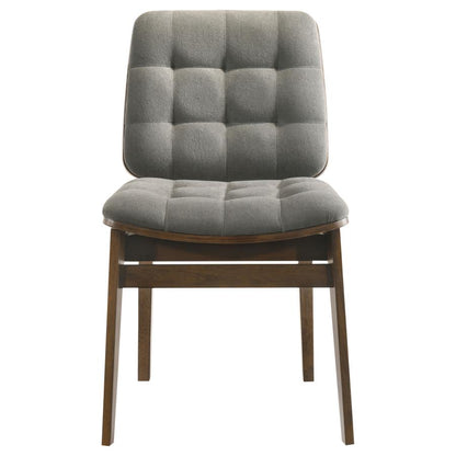 Redbridge Grey Velvet Upholstered Dining Side Chair with Walnut Frame Set of 2