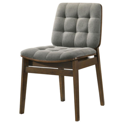 Redbridge Grey Velvet Upholstered Dining Side Chair with Walnut Frame Set of 2