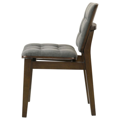 Redbridge Grey Velvet Upholstered Dining Side Chair with Walnut Frame Set of 2