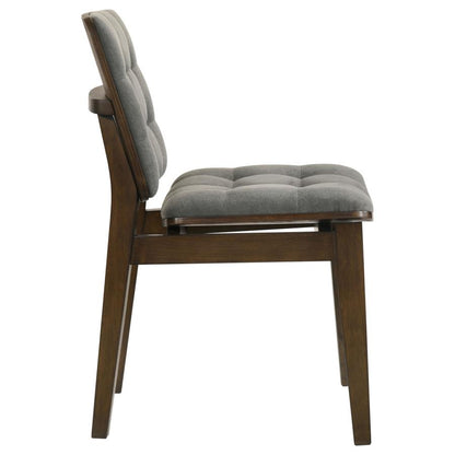 Redbridge Grey Velvet Upholstered Dining Side Chair with Walnut Frame Set of 2
