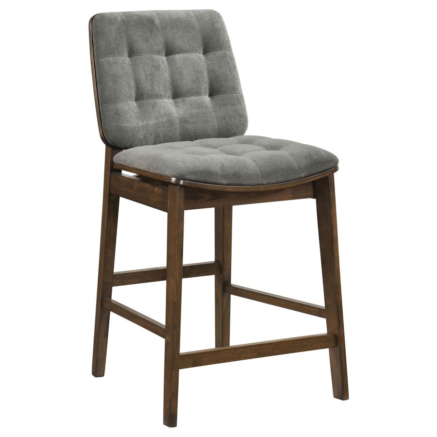 Redbridge Grey Velvet Upholstered Counter Height Chair with Walnut Frame Set of 2