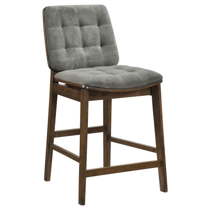 Redbridge Grey Velvet Upholstered Counter Height Chair with Walnut Frame Set of 2