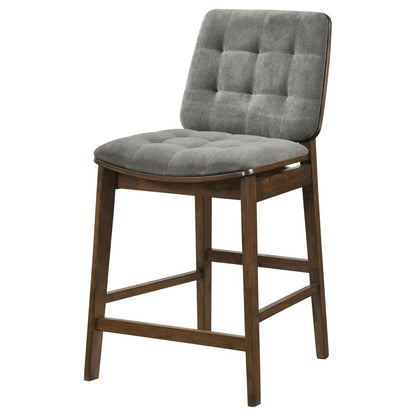 Redbridge Grey Velvet Upholstered Counter Height Chair with Walnut Frame Set of 2