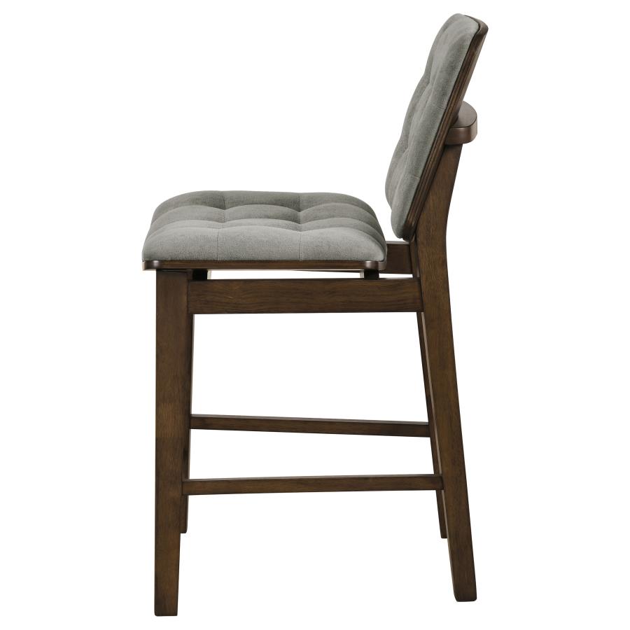 Redbridge Grey Velvet Upholstered Counter Height Chair with Walnut Frame Set of 2