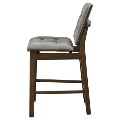 Redbridge Grey Velvet Upholstered Counter Height Chair with Walnut Frame Set of 2