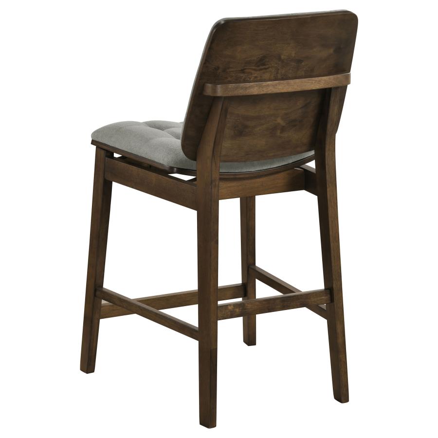 Redbridge Grey Velvet Upholstered Counter Height Chair with Walnut Frame Set of 2